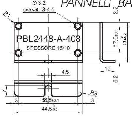 Panneau en L standard en aluminium pour art.2448