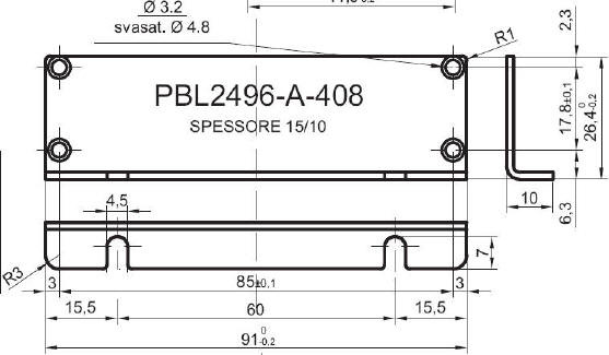 Panneau en L standard en aluminium pour art.2448