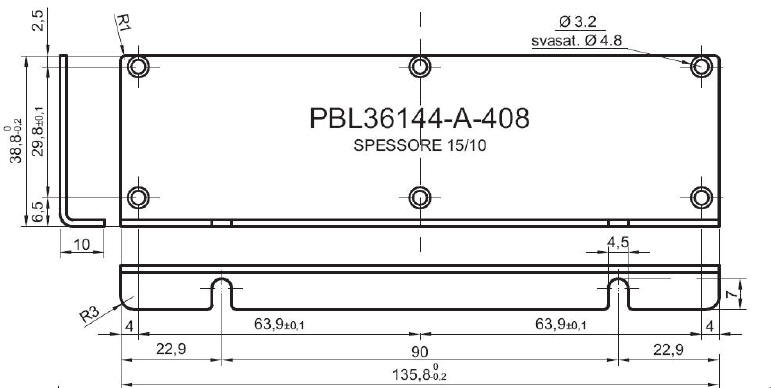 Panneau en L standard en aluminium pour art.36144