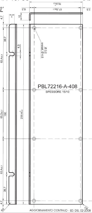 Panneau en L standard en aluminium pour art.72216