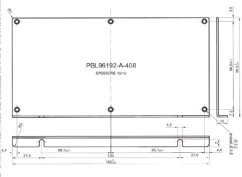 Panneau en L standard en aluminium pour art.96192