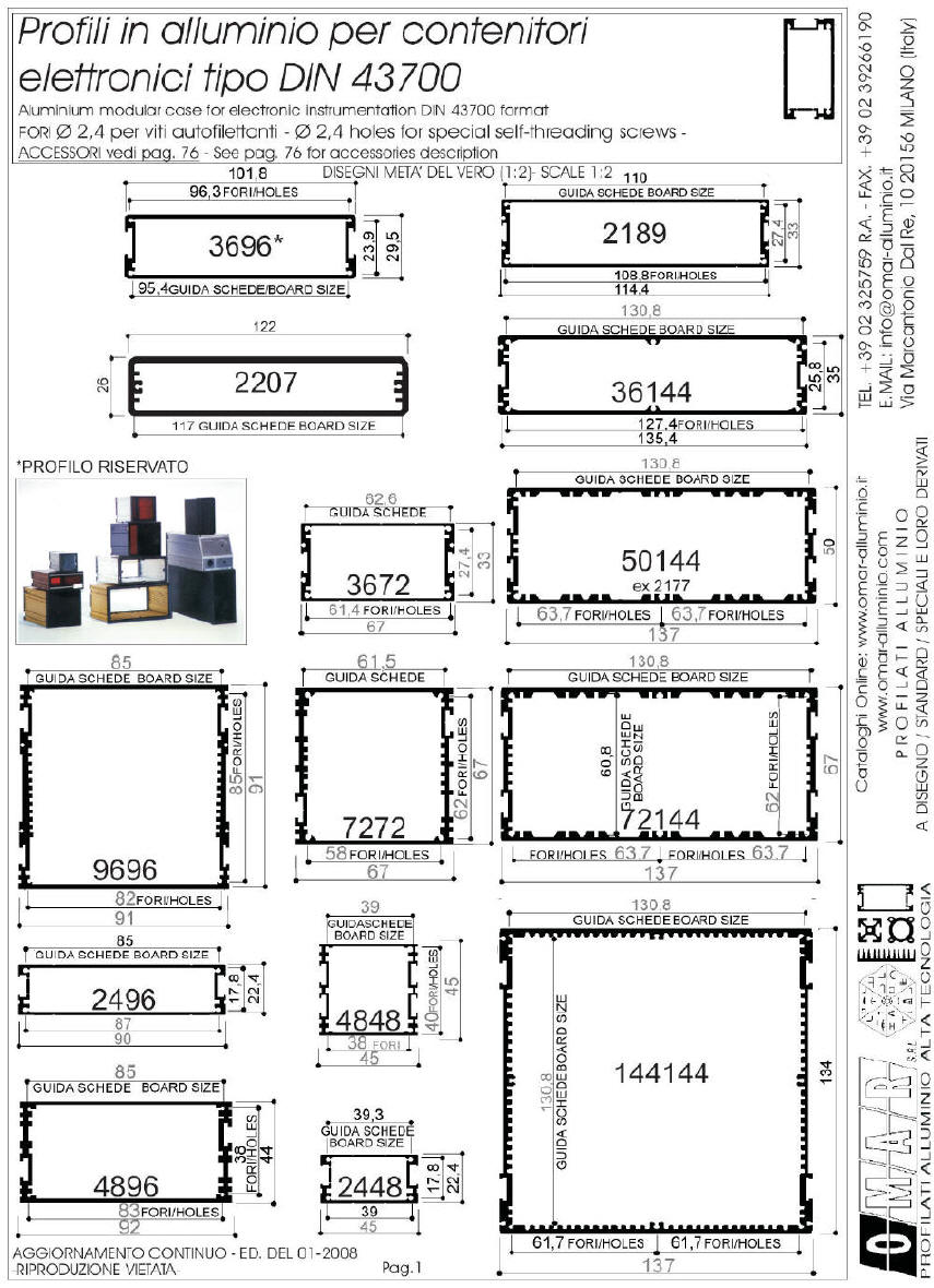 catalogo porta schede in alluminio