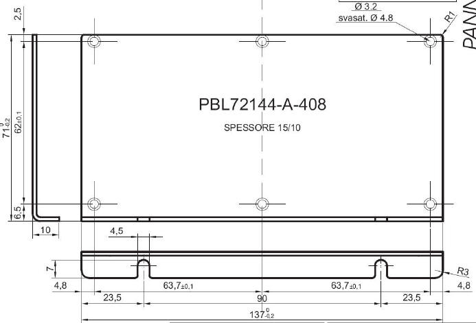 pannello a L standard in alluminio per art.7272